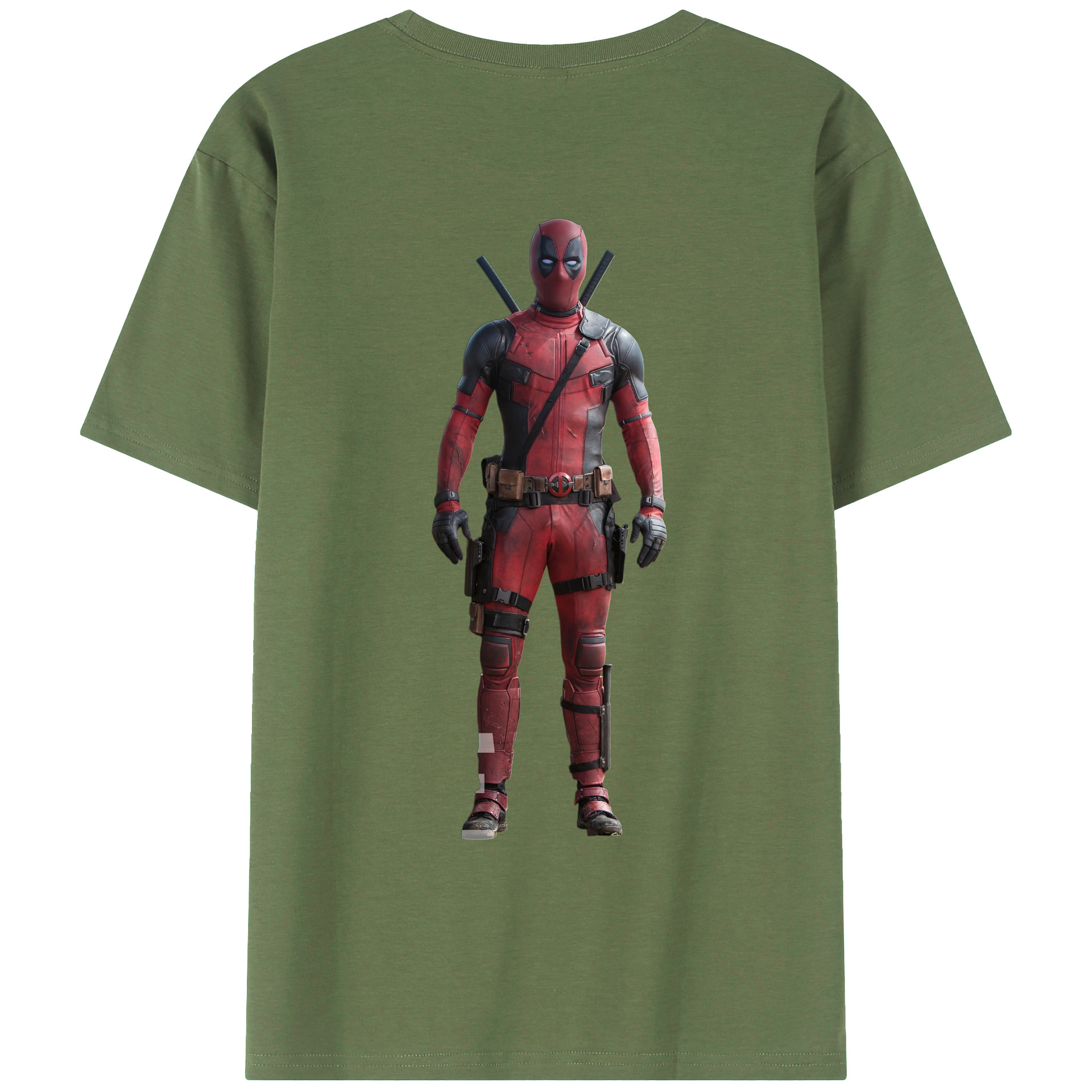 （画像用） Deadpool デッドプール 綿100％ メンズ半袖Tシャツ（バックプリント） 通気性